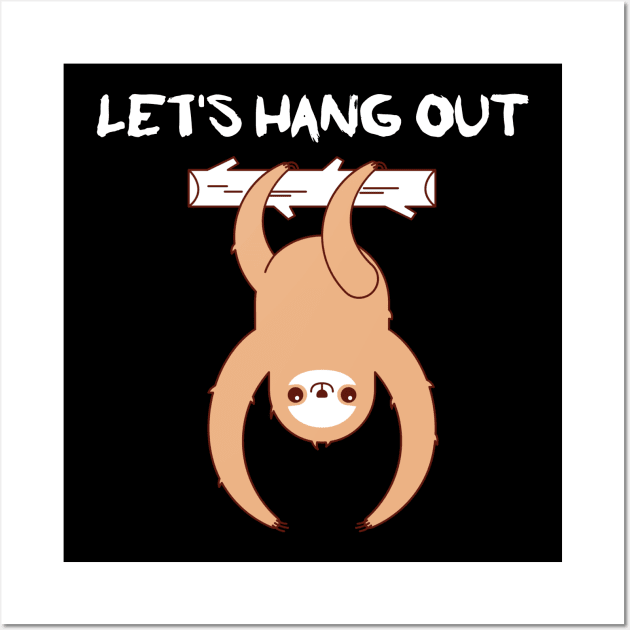 sloth hanging from tree funny illustration art Wall Art by Wolf Clothing Co